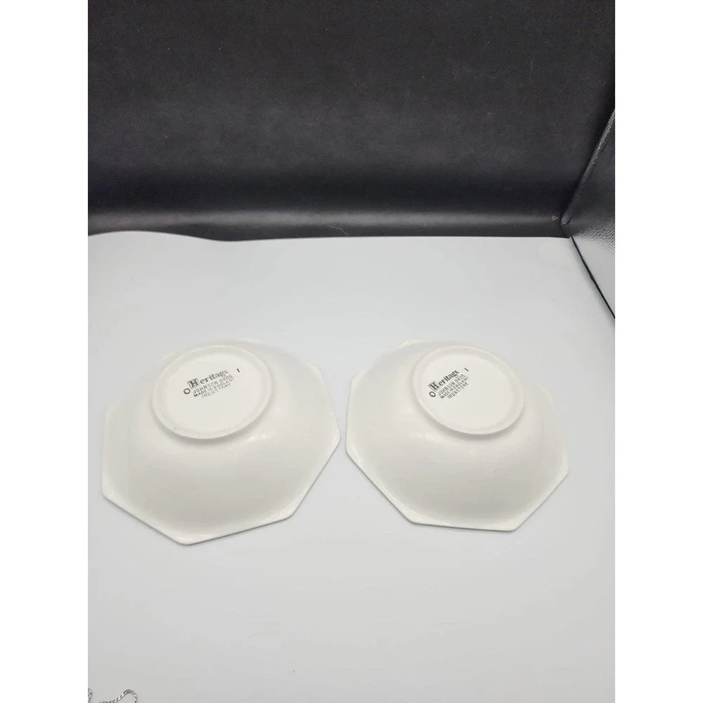 Set Of 2 Johnson Brothers Heritage White Soup Cereal Bowls Octagon 6.75